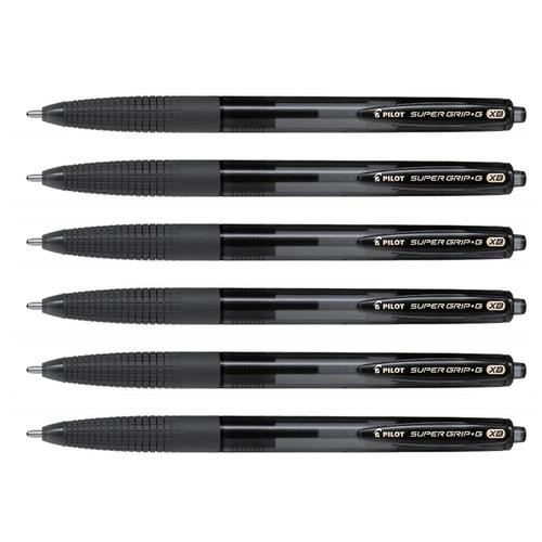 Pilot Lot De 6 Stylos À Bille Rétractable Super Grip G Pointe Extra Large Noir