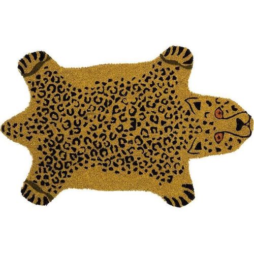 Paillasson Original "Tigre Jaune"En Noix De Coco Avec Support Antidérapante En Pvc. Dimensions: 70 X 40 X 1,5 Cm - Fisura