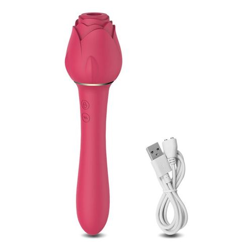 En 1 Rose Sucer Vibromasseur Sex Toys Femelle Clit Sucker Aspirateur Clitoris Stimulateur Puissant Gode Vibrateurs Pour Femmes 15 Modes - Gm17-Rd