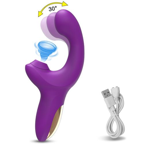 20 Vitesse Puissance Gode Aspirateur Clitoris Machine À Sucer Vibromasseur Vaginal Simulé Mâle Doigt Swing Sucer 2-En-1 Femelle Sex Toys - Violet