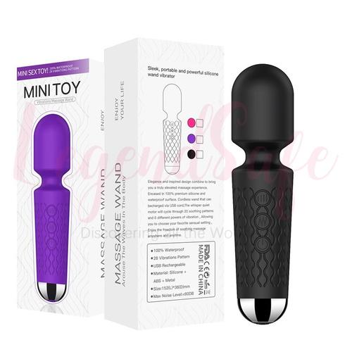 20 Vitesses Magic Av Wand Vibromasseur Pour Femmes Sex Toys Mini Masseur Bâton Pour Relaxation Du Corps Silicone Masturbateur Stimulateur - Mini Noir Avec Boîte