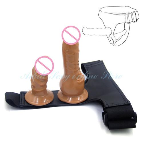 Doux Strapon Dildo Double Strap Ons Gode Culotte Avec Anal Strap-Ons Pénis Sex Toys Pour Femme Couples Lesbiens Sex Toys - Ensemble Marron