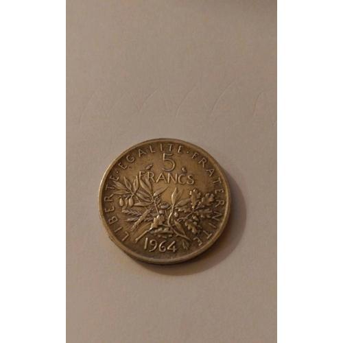 Piece Rare 5 Francs Argent 1964 
