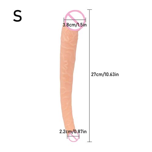 Surlongueur Double Godes Doux Pénis À Double Tête Réaliste Long Phallus Double Pénétration Vagin Et Anus Érotique Dick Sex Toys - Chair S