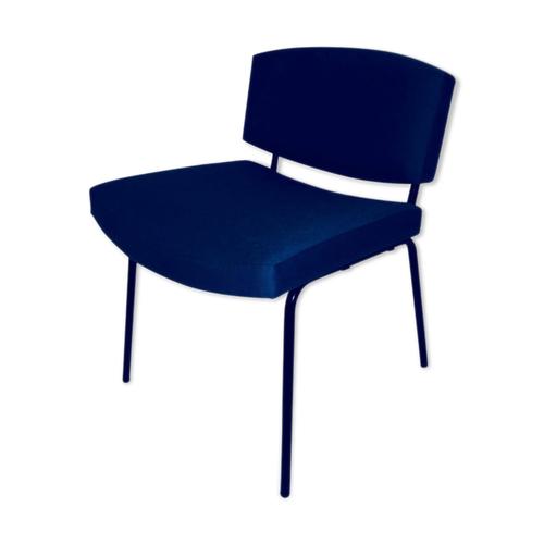 Fauteuil Conseil De Pierre Guariche Pour Meurop Avec Tissu Kvadrat Bleu