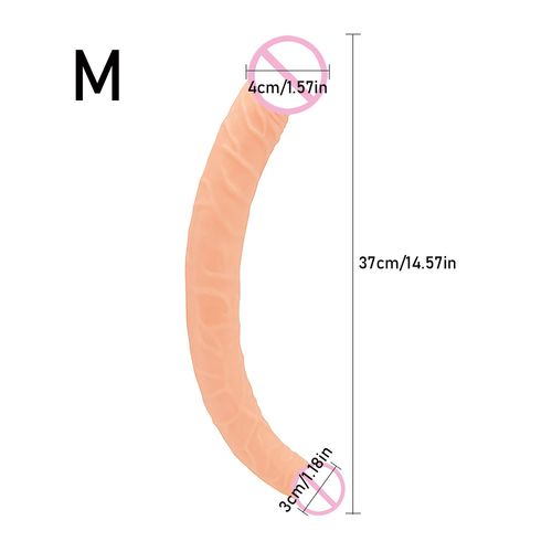 Super Long Double Godes Double Pénétration Vagin Et Anus Dick Doux Double Tête Pénis Réaliste Phallus Sex Toys Pour Lesbienne - Chair M