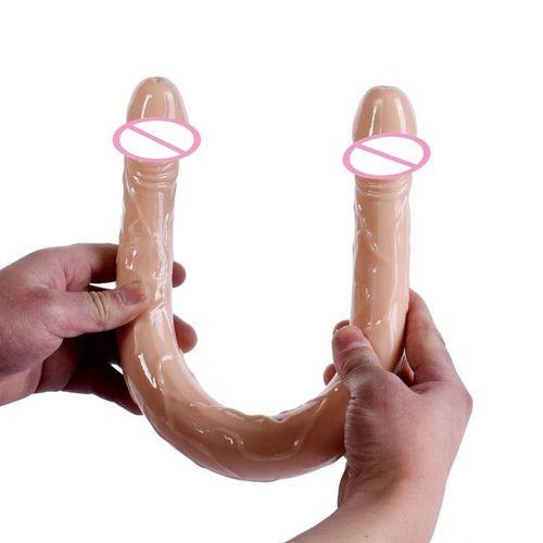 44cm Doux Gelée Gode Double Long Godes Réalistes Coq Lesbienne Vaginal Anal Plug Flexible Faux Pénis Pour Femmes Godes Sex Toys - Chair