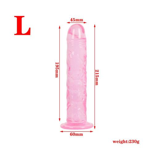 Érotique Soft Jelly Dildo Anal Butt Plug Pénis Réaliste Forte Ventouse Dick Jouet Pour Adulte G Spot Orgasme Sex Toys Pour Femme - Rose-L