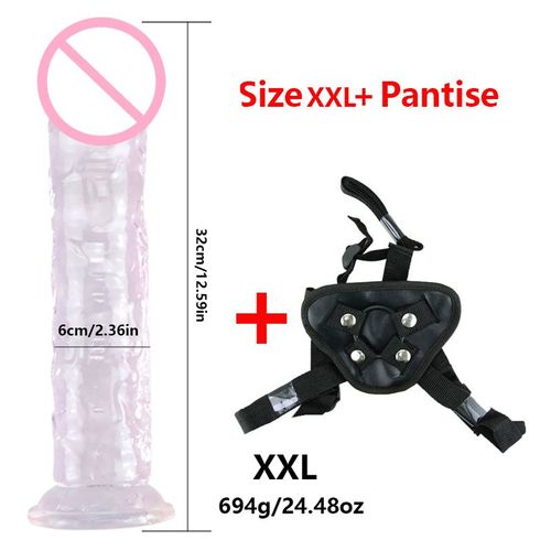Gode Réaliste Godes Ceinture Xxl Godes Anal Plug Pénis Clitoris Vagin Stimulateur Sex Toys Pour Hommes Femme Adultes Sex Shop - Ceinture Transparente Xxl