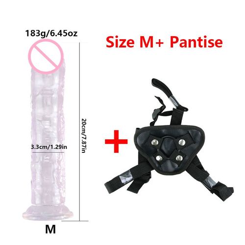 Gode Réaliste Réglable Strap-On Xxl Godes Anal Plug Pénis Clitoris Vagin Stimulateur Sex Toys Pour Hommes Femme Adultes Sex Shop - Ceinture Transparente M