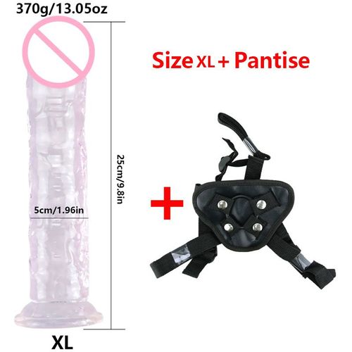 Gode Réaliste Réglable Strap-On Xxl Godes Anal Plug Pénis Clitoris Vagin Stimulateur Sex Toys Pour Hommes Femme Adultes Sex Shop - Ceinture Transparente Xl