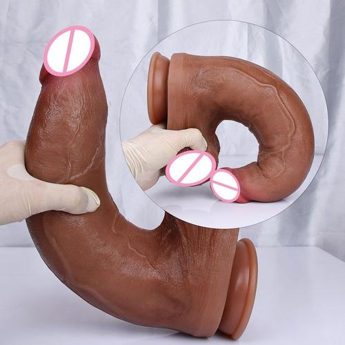 Énorme Réaliste Brun Géant Long Gode Silicone Souple Masturbateurs Vaginaux Pénis Jouet Érotique Pour Femmes Ventouse Épais Gland Bite - Zjb-L