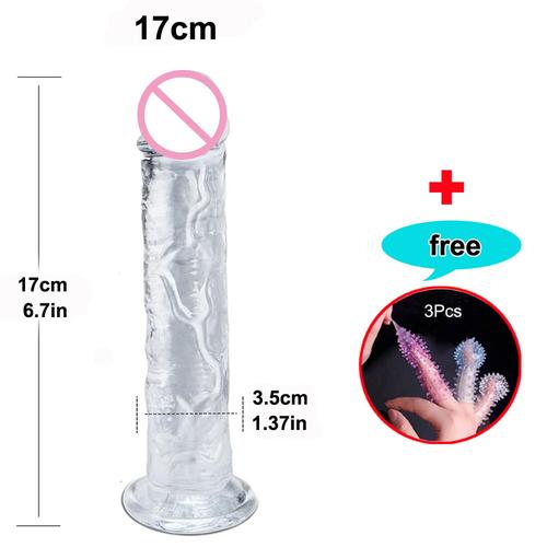 Gode Réaliste Pour Femme, Gode Transparent En Silicone Pour Débutant Avec Ventouse Puissante, Jeu Mains Libres Pour Masturbateur Sexuel Adulte Point G - 17 Cm