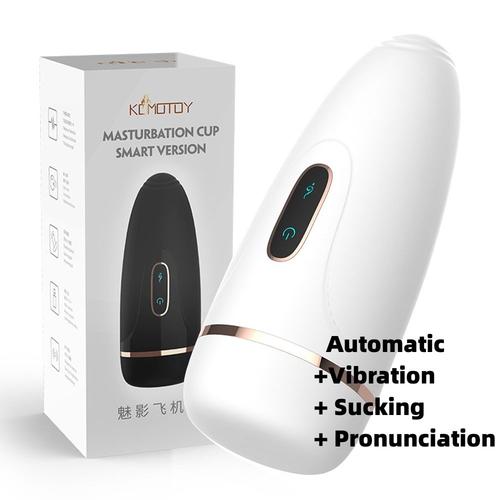 Masturbateur Automatique Masculin Coupe De Masturbation Masculine Vagin Réaliste Vibration Du Pénis Sucer Des Jouets Sexuels Avec Son Sex Machine 18 - Blanc-Automatique