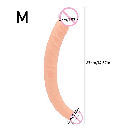 18,5 Pouces Surlongueur Double Godes Doux Pénis À Double Tête Réaliste Phallus Double Pénétration Vagin Et Anus Jouets Sexuels Bite - Chair M
