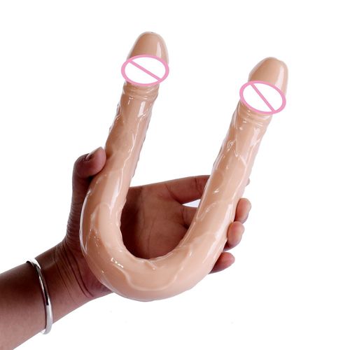 Sexe U Forme Double Gode Réaliste Avec Homme Gode Sex Toys Pour Femme Vagin Jouets Gode Pour Femme Énorme Falos Consolador Anal - Chair, M 32cm