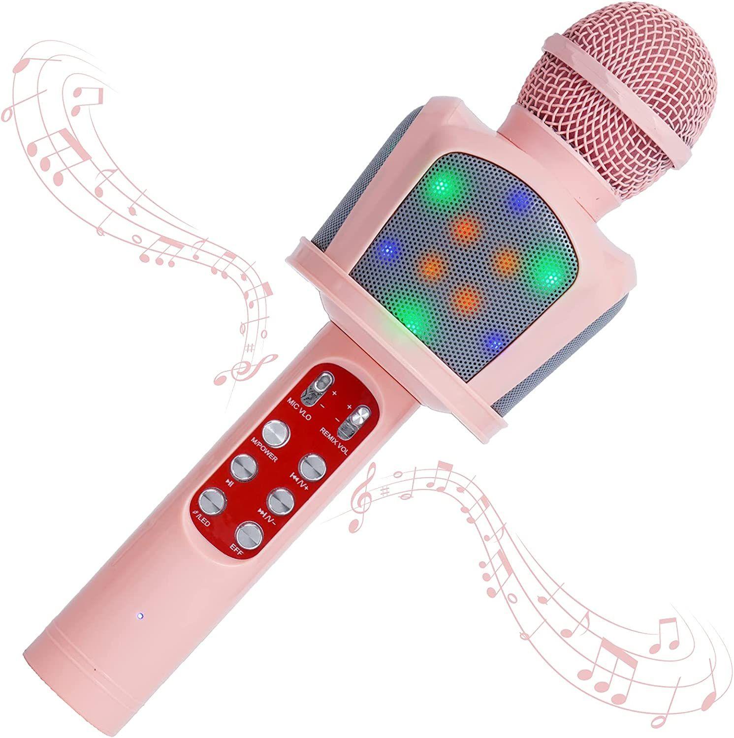 Microphone pour Enfants Jouet Fille Karaoké sans Fil Bluetooth avec Lumière  LED