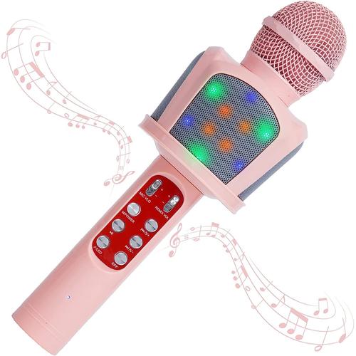 Microphone sans fil Bluetooth pour enfants, cadeau, lumières de