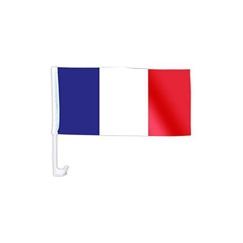 Drapeau Avec Hampe France Polyester Pour Voiture 45 X 30 Cm