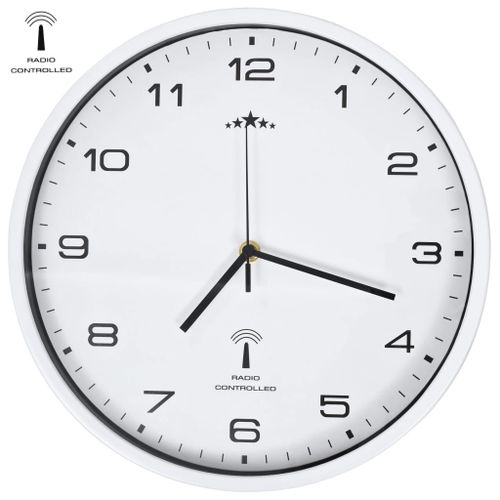Horloge murale radioguidée avec mouvement à quartz 31 cm Blanc DEC022249