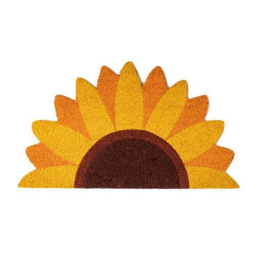 Fisura - Paillasson Original "Tournesol" En Coco Avec Base Antidérapant En Pvc. Taille : 70 X 40 X 1,5 Cm. Coleur : Jaune.