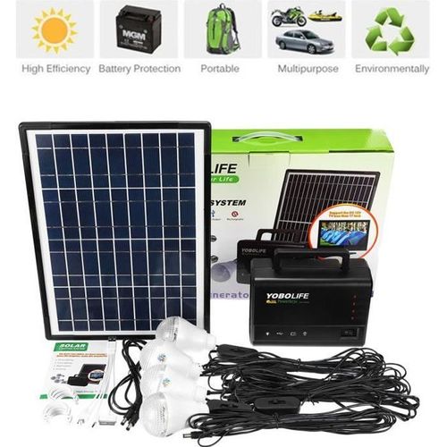 Demi Saint Kit Panneau Solaire 10w 18v + 4 Ampoule 2 Usb Pour Téléphone Portable Camping Extérieur Chargeur - Générateur D'énergie