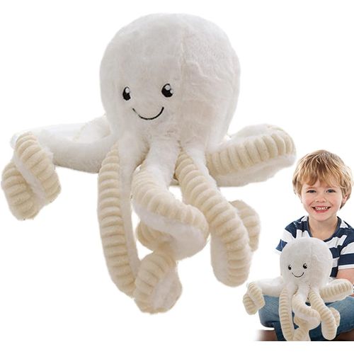 Poupée En Peluche En Forme De Pieuvre De 40cm,Peluche Poulpe,Cadeaux Pour Nouveaux-Nés Et Bébés Prématurés,Blanc