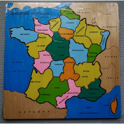 Puzzle Ancien - En Bois - "Les Régions De France"