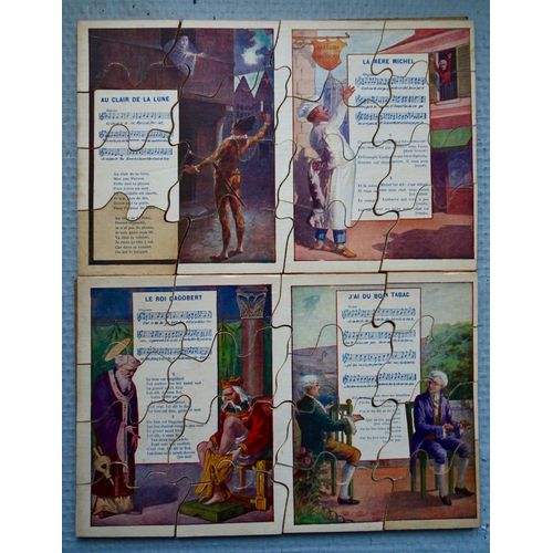 Boîte De 3 Puzzles Anciens En Bois
