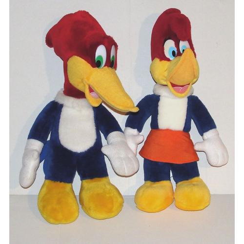 Peluche Woody Woodpecker Walter Lantz Prod Port Aventura - Lot 2 Pic Vert Monsieur Madame 36 Cm