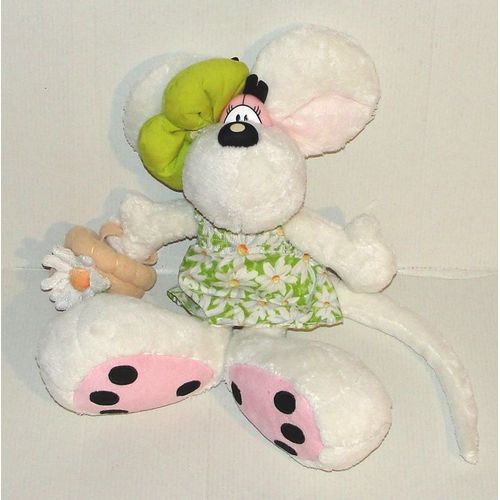 Peluche Diddlina En Robe Fleurie - Doudou Souris Diddl Depesche 28 Cm