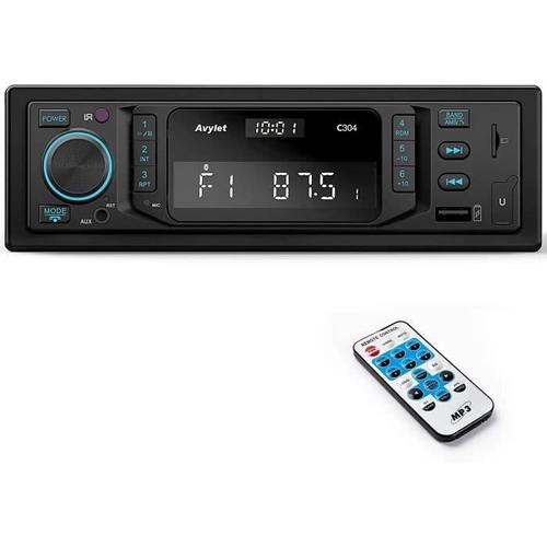 RDS Autoradio Bluetooth 5.0, Avylet 1 DIN Poste Radio Voiture, Bouton  Lumineux 7 Couleurs, 60W X 4 compatible FM/AM/AUX/USB/SD/iOS/A