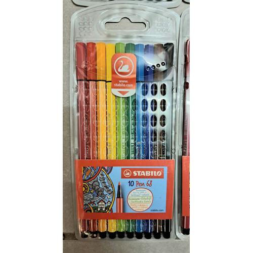 Stabilo 10 Pen 68 Feutre De Dessin Aux Couleurs Éclatantes Pointe Fine Pochette De 10 Crayons Feutres