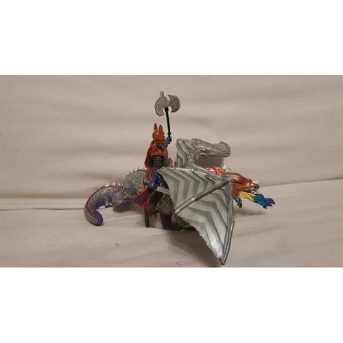 Papo - Figurine Dragon Argent + Chevalier