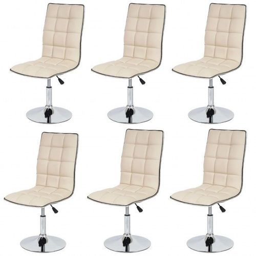 Lot De 6 Chaises De Salle À Manger Hauteur Réglable En Similicuir Crème Cds04275