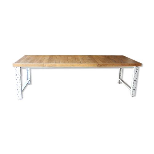 Table Rectangulaire En Chne Pieds Mtalliques Cration Unique Bois