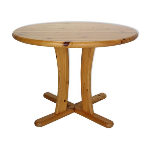 Table  Manger Ronde En Pin Massif Danemark Des Annes 1970 Bois