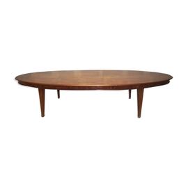 Table De Confrence 1940 Ovale Pieds Gaine Sabots Laiton Bois