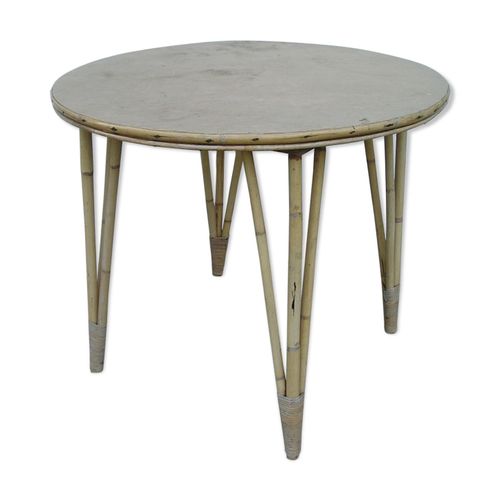 Table Ronde En Osier Bois