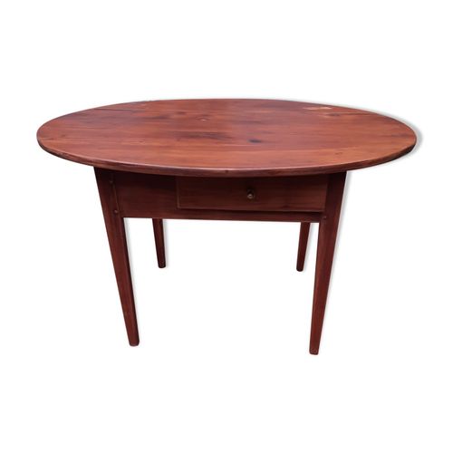 Table Ovale 2 Tiroirs Bois