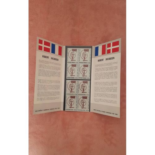 Carnet De Timbre Émis De 1986 À 1990, Non Oblitéré, Pays France/Danemark. 8 Timbres Sculpture Robert Jacobsen 