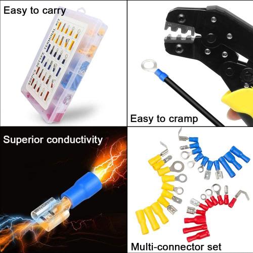 480pcs bornes électriques, bornes électriques automatiques, connecteurs  électriques, assortiment de connecteurs isolés à sertir