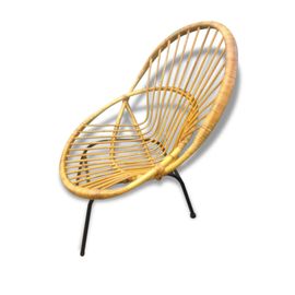 Fauteuil Coquille En Rotin Bois