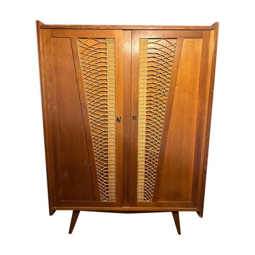 Armoire Vintage Bois Et Osier Bois