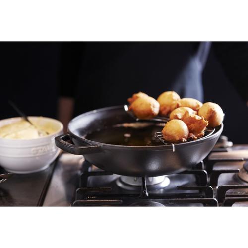 Wok Staub 30 Cm Couvercle En Verre Noir Mat