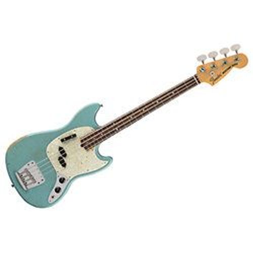 Fender Jmj Road Worn Mustang Bass - Touche Palissandre - Faded Daphne Blue (+ Housse)