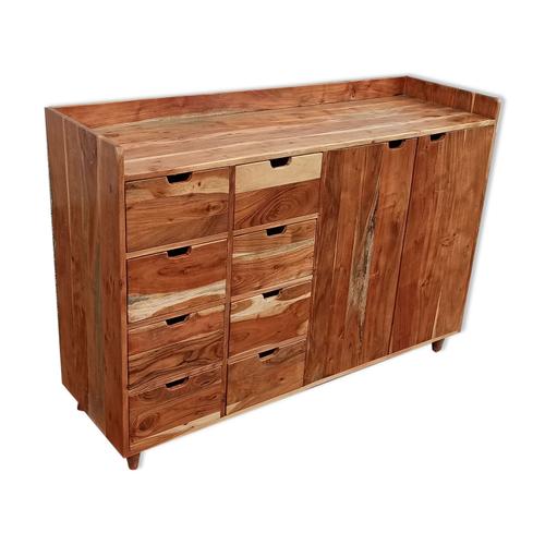 Commode En Bois Avec 8 Tiroirs Et 2 Portes Bois