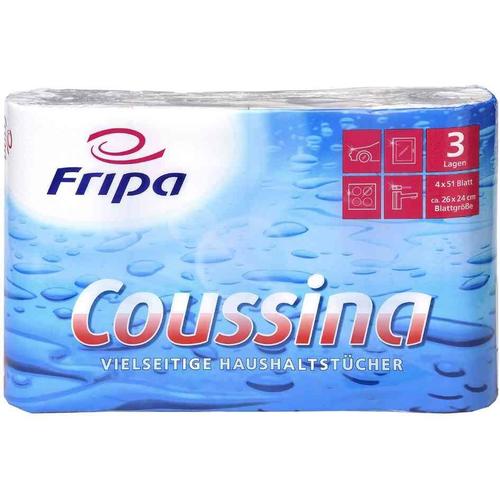 fripa Lot de 4 Rouleaux d'essuie-tout Coussina 26x24 cm 3 couches Blanc