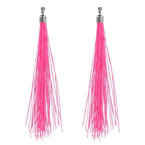 Boucles D'oreilles Pendants Fils 20cm Rose Vif