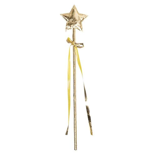 Baguette Magique Étoile Ruban Fée 40cm Or